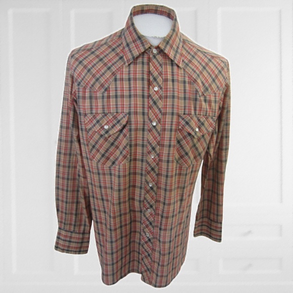 Vintage Other - Sears Western wear men pearl snap shirt vintage L